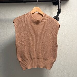 Cider Knit Sweater Vest Womens Size XS light taupe oversized
